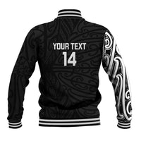 New Zealand Silver Fern Rugby Custom Baseball Jacket Maori Koru Go Black Fern - Polynesian Pride