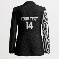 New Zealand Silver Fern Rugby Custom Blazer Maori Koru Go Black Fern - Polynesian Pride