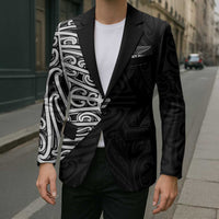 New Zealand Silver Fern Rugby Custom Blazer Maori Koru Go Black Fern - Polynesian Pride