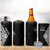 New Zealand Silver Fern Rugby Custom 4 in 1 Can Cooler Tumbler Maori Koru Go Black Fern - Polynesian Pride