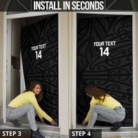 New Zealand Silver Fern Rugby Custom Door Cover Maori Koru Go Black Fern - Polynesian Pride