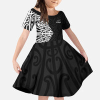 New Zealand Silver Fern Rugby Custom Family Matching Mermaid Dress and Hawaiian Shirt Maori Koru Go Black Fern - Polynesian Pride
