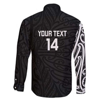New Zealand Silver Fern Rugby Custom Family Matching Off The Shoulder Long Sleeve Dress and Hawaiian Shirt Maori Koru Go Black Fern - Polynesian Pride