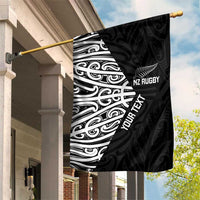 New Zealand Silver Fern Rugby Custom Garden Flag Maori Koru Go Black Fern - Polynesian Pride