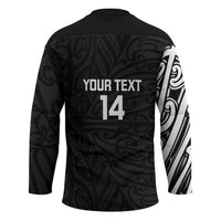 New Zealand Silver Fern Rugby Custom Hockey Jersey Maori Koru Go Black Fern - Polynesian Pride