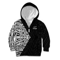 New Zealand Silver Fern Rugby Custom Kid Hoodie Maori Koru Go Black Fern - Polynesian Pride