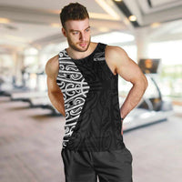 New Zealand Silver Fern Rugby Custom Men Tank Top Maori Koru Go Black Fern - Polynesian Pride