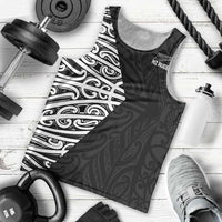 New Zealand Silver Fern Rugby Custom Men Tank Top Maori Koru Go Black Fern - Polynesian Pride