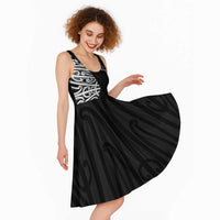 New Zealand Silver Fern Rugby Custom Midi Dress Maori Koru Go Black Fern - Polynesian Pride