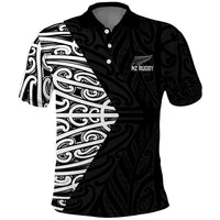 New Zealand Silver Fern Rugby Custom Polo Shirt Maori Koru Go Black Fern - Polynesian Pride