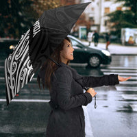 New Zealand Silver Fern Rugby Custom Umbrella Maori Koru Go Black Fern - Polynesian Pride