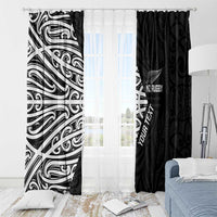 New Zealand Silver Fern Rugby Custom Window Curtain Maori Koru Go Black Fern - Polynesian Pride