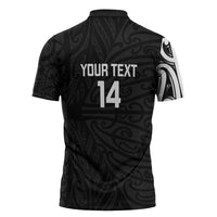 New Zealand Silver Fern Rugby Custom Zipper Polo Shirt Maori Koru Go Black Fern - Polynesian Pride