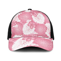 Pink Aloha Hawaii Baseball Net Cap Monstera Hibiscus Plumeria Seamless Vibes LT14 One Size Black Pink - Polynesian Pride