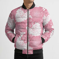 Pink Aloha Hawaii Bomber Puffer Jacket Monstera Hibiscus Plumeria Seamless Vibes - Polynesian Pride