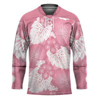 Pink Aloha Hawaii Hockey Jersey Monstera Hibiscus Plumeria Seamless Vibes LT14 Unisex Pink - Polynesian Pride