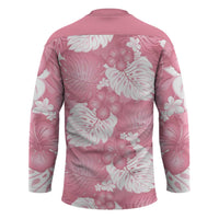 Pink Aloha Hawaii Hockey Jersey Monstera Hibiscus Plumeria Seamless Vibes LT14 - Polynesian Pride