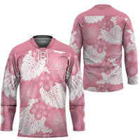 Pink Aloha Hawaii Hockey Jersey Monstera Hibiscus Plumeria Seamless Vibes LT14 - Polynesian Pride