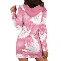 Pink Aloha Hawaii Hoodie Dress Monstera Hibiscus Plumeria Seamless Vibes - Polynesian Pride