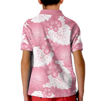 Pink Aloha Hawaii Kid Polo Shirt Monstera Hibiscus Plumeria Seamless Vibes - Polynesian Pride