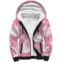 Pink Aloha Hawaii Sherpa Hoodie Monstera Hibiscus Plumeria Seamless Vibes - Polynesian Pride