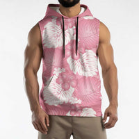 Pink Aloha Hawaii Sleeveless Hoodie Monstera Hibiscus Plumeria Seamless Vibes - Polynesian Pride
