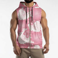 Pink Aloha Hawaii Sleeveless Zip Hoodie Monstera Hibiscus Plumeria Seamless Vibes - Polynesian Pride