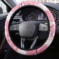 Pink Aloha Hawaii Steering Wheel Cover Monstera Hibiscus Plumeria Seamless Vibes - Polynesian Pride