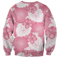 Pink Aloha Hawaii Sweatshirt Monstera Hibiscus Plumeria Seamless Vibes - Polynesian Pride