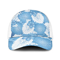 Blue Aloha Hawaii Baseball Net Cap Monstera Hibiscus Plumeria Seamless Vibes LT14 One Size White Blue - Polynesian Pride