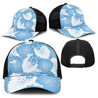 Blue Aloha Hawaii Baseball Net Cap Monstera Hibiscus Plumeria Seamless Vibes LT14 - Polynesian Pride