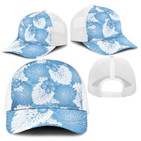 Blue Aloha Hawaii Baseball Net Cap Monstera Hibiscus Plumeria Seamless Vibes LT14 - Polynesian Pride