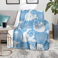 Blue Aloha Hawaii Blanket Monstera Hibiscus Plumeria Seamless Vibes - Polynesian Pride
