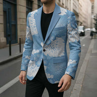 Blue Aloha Hawaii Blazer Monstera Hibiscus Plumeria Seamless Vibes - Polynesian Pride