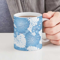 Blue Aloha Hawaii Ceramic Mug Monstera Hibiscus Plumeria Seamless Vibes - Polynesian Pride
