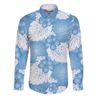 Blue Aloha Hawaii Family Matching Puletasi and Hawaiian Shirt Monstera Hibiscus Plumeria Seamless Vibes - Polynesian Pride