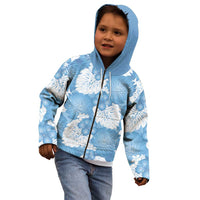 Blue Aloha Hawaii Kid Hoodie Monstera Hibiscus Plumeria Seamless Vibes - Polynesian Pride