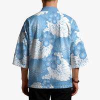 Blue Aloha Hawaii Kimono Monstera Hibiscus Plumeria Seamless Vibes - Polynesian Pride