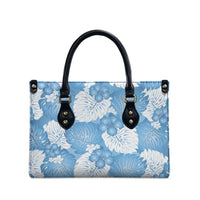 Blue Aloha Hawaii Leather Bag Monstera Hibiscus Plumeria Seamless Vibes LT14 - Polynesian Pride