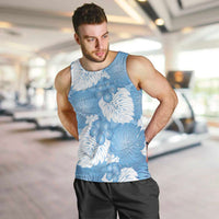 Blue Aloha Hawaii Men Tank Top Monstera Hibiscus Plumeria Seamless Vibes - Polynesian Pride