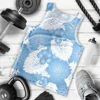 Blue Aloha Hawaii Men Tank Top Monstera Hibiscus Plumeria Seamless Vibes - Polynesian Pride