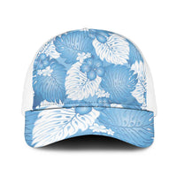 Blue Aloha Hawaii Mesh Trucker Cap Monstera Hibiscus Plumeria Seamless Vibes - Polynesian Pride