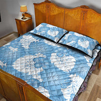 Blue Aloha Hawaii Quilt Bed Set Monstera Hibiscus Plumeria Seamless Vibes - Polynesian Pride