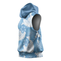 Blue Aloha Hawaii Sleeveless Hoodie Monstera Hibiscus Plumeria Seamless Vibes - Polynesian Pride
