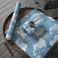 Blue Aloha Hawaii Wrapping Paper Monstera Hibiscus Plumeria Seamless Vibes - Polynesian Pride