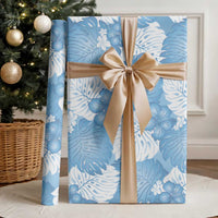 Blue Aloha Hawaii Wrapping Paper Monstera Hibiscus Plumeria Seamless Vibes - Polynesian Pride