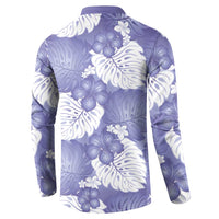 Purple Aloha Hawaii Button Sweatshirt Monstera Hibiscus Plumeria Seamless Vibes - Polynesian Pride