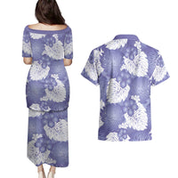 Purple Aloha Hawaii Couples Matching Puletasi and Hawaiian Shirt Monstera Hibiscus Plumeria Seamless Vibes - Polynesian Pride
