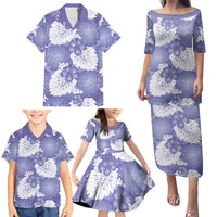 Purple Aloha Hawaii Family Matching Puletasi and Hawaiian Shirt Monstera Hibiscus Plumeria Seamless Vibes - Polynesian Pride