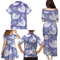 Purple Aloha Hawaii Family Matching Puletasi and Hawaiian Shirt Monstera Hibiscus Plumeria Seamless Vibes - Polynesian Pride